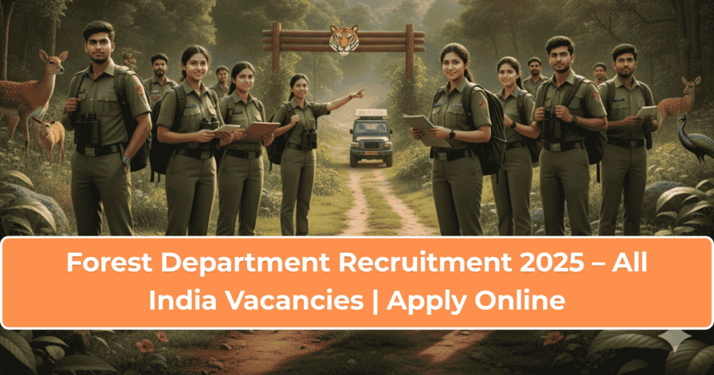 Forest Department Recruitment 2025 showing all India vacancies, eligibility, salary details, physical requirements, and online application process for government forest jobs.