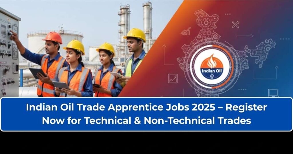 Indian Oil Trade Apprentice Jobs 2025 – Register Now for Technical & Non-Technical Trades Indian Oil Trade Apprentice Jobs 2025 application details for technical and non-technical trade vacancies with eligibility, salary, age limit, and online registration process.