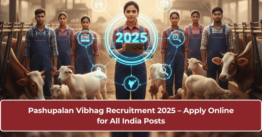 Pashupalan Vibhag Recruitment 2025 – Apply Online for All India Posts Detailed guide on Pashupalan Vibhag Recruitment 2025 covering eligibility, salary, documents, job roles, and online application process for all India posts.