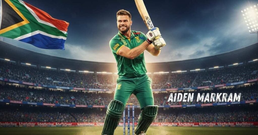Aiden Markram – The Rising Star of South African Cricket Aiden Markram stylish batting action showcasing his rise as a modern South African cricket star.